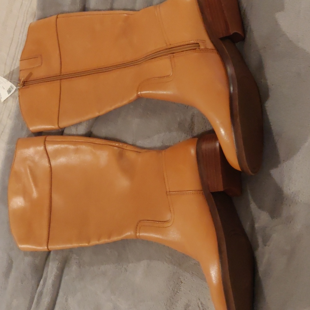 New!Vince Camuto camel leather knee boots Y2K Shabbychic Cottagecore Vintag - Picture 8 of 14